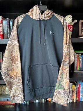 Under Armour Men’s Black Pullover Hoodie with Camo Sleeves